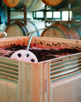 Blind Corner Bernard - Organic and Biodynamic Preservative Free Margaret River Cabernet during fermentation. A hand-plunger rests across the skins