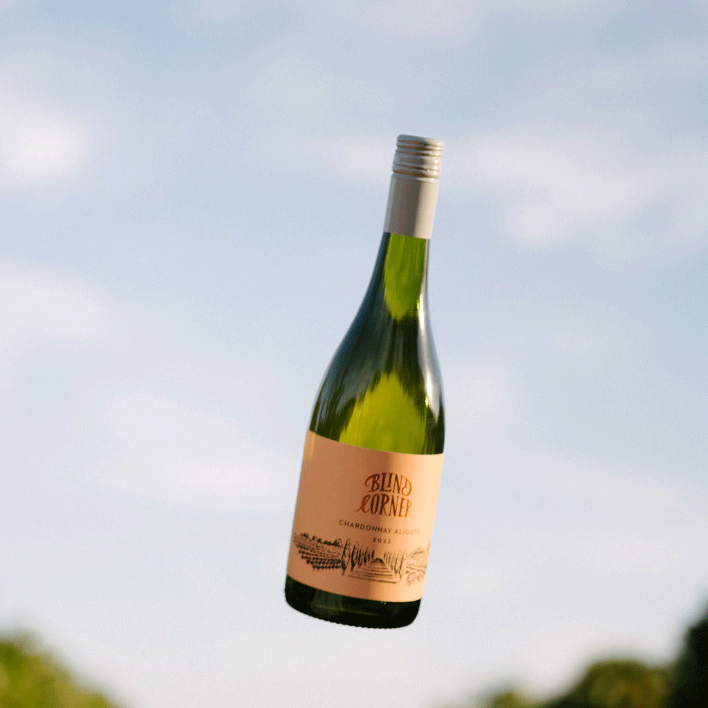 Blind Corner Organic and Biodynamic Chardonnay Aligote Natural Clean Wine Margaret River against the sky