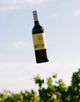 Bottle of Blind Corner Organic and Biodynamic Margaret River Sangiovese against the sky