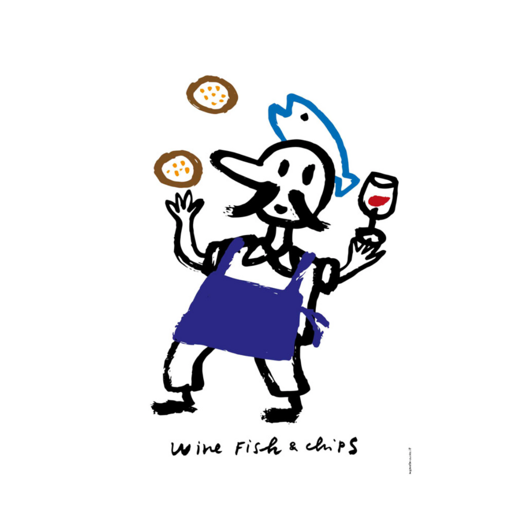 Wine Fish and Chips Poster